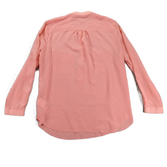 Banana Republic 100% Silk Top Blouse Women's XL Pink Semi Sheer Long Sleeve - Picture 2 of 10